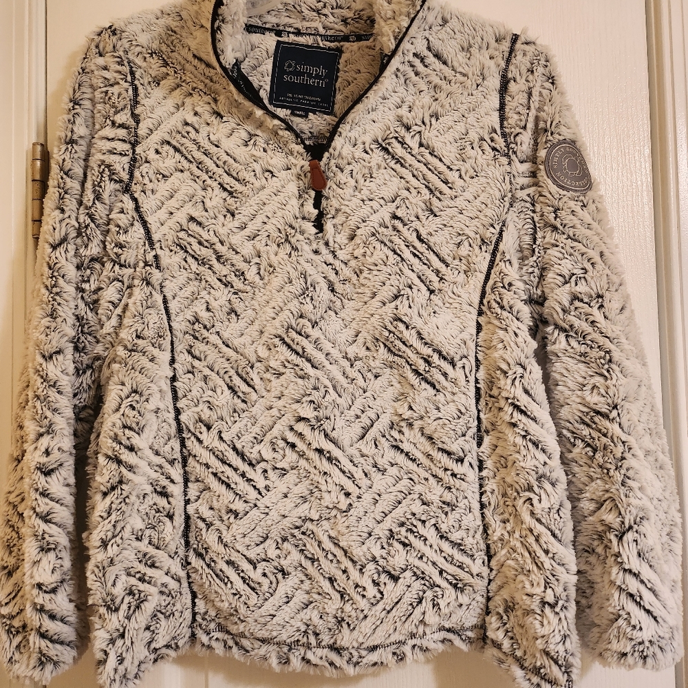 Simply Southern Quarter Zip Sherpa Pullover Sweater